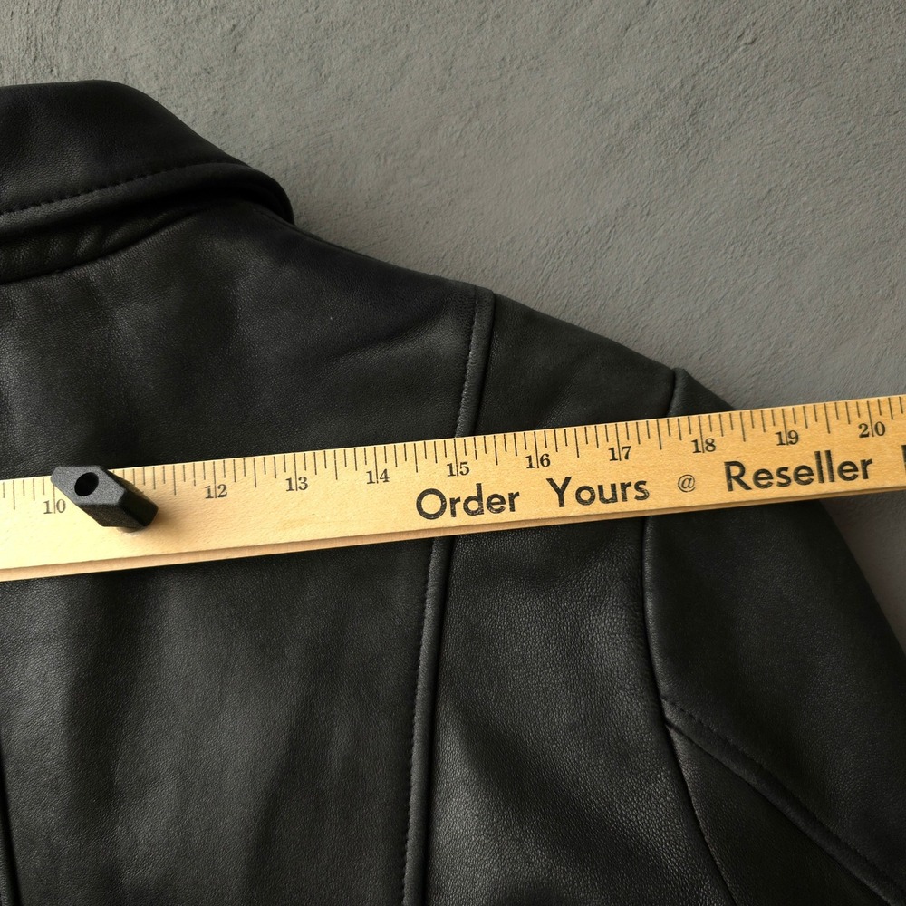 Vintage 90s Leather Jacket Small Black Oversized Denver Hayes - Picture 16 of 16